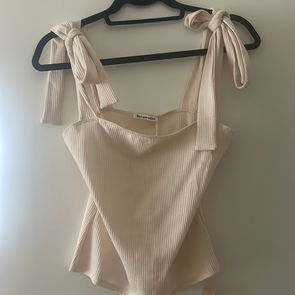 Reformation neutral tan tank top with ties- never been worn! Tags attached!